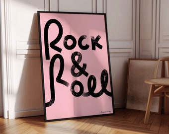 Rock & Roll Print | Midcentury Typography Poster | Gift for RocknRoll Music Lover | Home Decor | Wall art Housewarming Gift | Friend Dad Mum