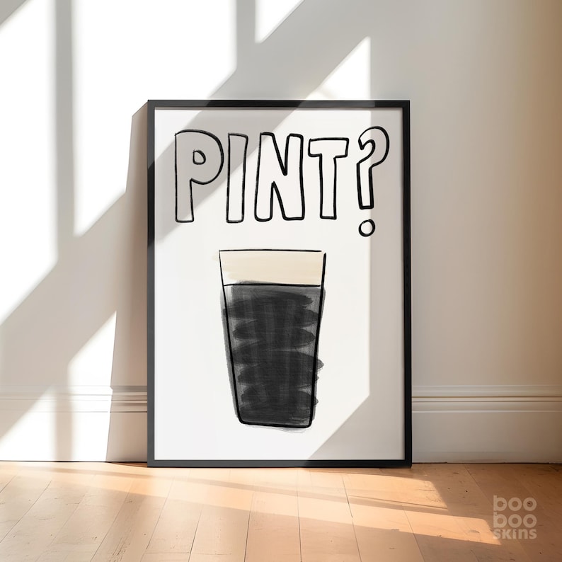 Impresión de una pinta de Guinness / Póster de Split The G / Arte mural del Día de San Patricio irlandés / Decoración de bar / Hogar nuevo / Regalo de cerveza de moda para amigos y hermanos imagen 3
