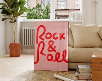 Rock & Roll Print | Midcentury Typography Poster | Gift for RocknRoll Music Lover | Home Decor | Wall art Housewarming Gift | Friend Dad Mum
