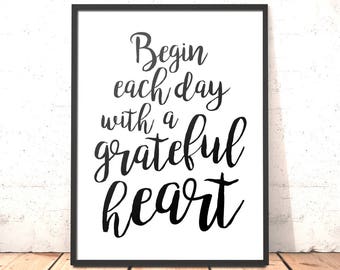 Grateful Heart Print | Bedroom Decor | Home Decor | Gift for Daughter Sister Friend | Housewarming Present | Gratitude Gift | New Home Gift