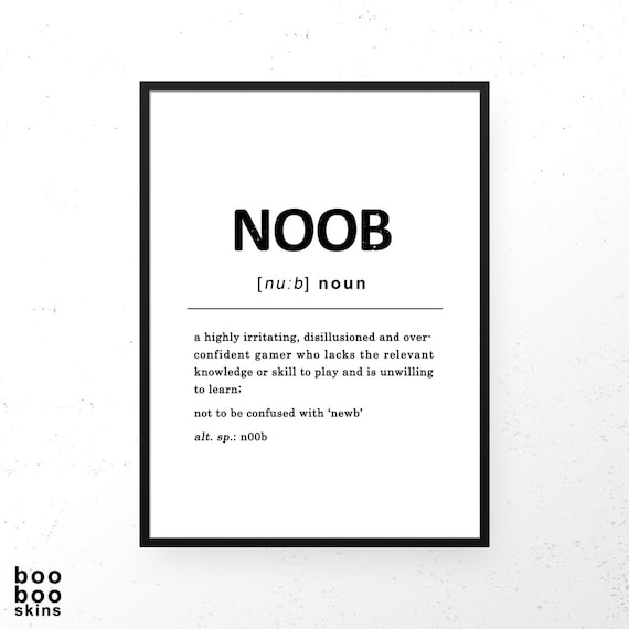 Noob Definition Print Game Room Wall Art Gaming Prints -  Israel