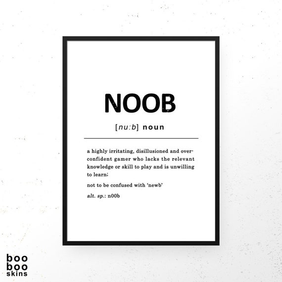 Noob Definition Print Game Room Wall Art Gaming Prints -  Israel