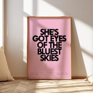 Guns n Roses Süßes Kind O 'Mine Druck | Indie Songtexte Poster | Mädchen-Kinderzimmer-Dekor-Kunst | Valentinstag Geschenk Freundin Frau | Blauster Himmel
