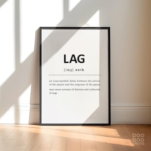 Lag Definition Print | Gamer Gift | Boys Bedroom Decor | Gaming Wall Art | Gift for Teenager Nephew | Gamer Print | Boys Room | Developer