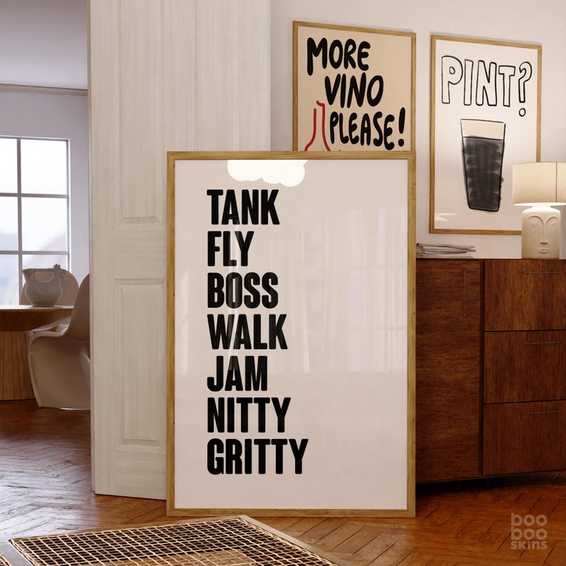 Tank Fly Boss Walk Print | 90s Music Lyrics Poster | Office Kitchen Decor | Trending Gallery Wall Art | Gift for DJ Dad | Jam Hot | Hip Hop image 1