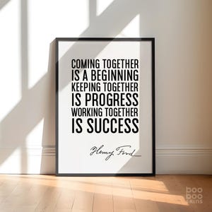 Henry Ford Quote Print: Teamwork Success Poster, Home Office Decor
