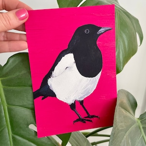 Magpie Print | Two for Joy - Print of Original Magpie Oil Painting | Bird Print | Living Room Picture | Valentine Gift | Gift for Mum