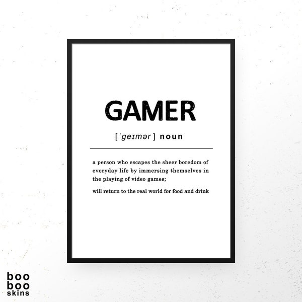 Gamer Definition Print | Gamer Gift | Boys Bedroom Decor | Gaming Wall Art | Geek Gift for Him | Gift for Teenager | Gamer Print | Boys Room