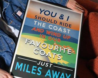 Ocean Colour Scene Lyrics Print | Indie Music Poster Day We Caught The Train | 90s Britpop | Coastal Holiday Let Decor | Gift Husband