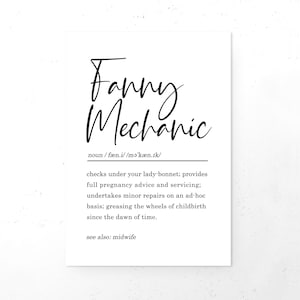 Gift for Midwife Funny Present Midwife Friend Fanny Mechanic Definition Print Thank You Childbirth Quote Passed Exams Qualified image 5