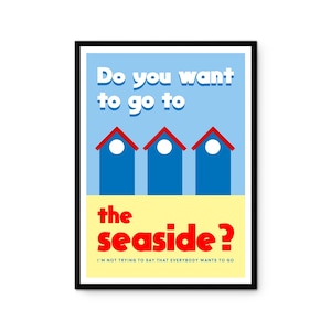 Kooks Go To The Seaside Print | Indie Music Inspired Poster | Britpop Band Lyrics Wall Art | Beach Summer Decor | Bright Primary Maximalist