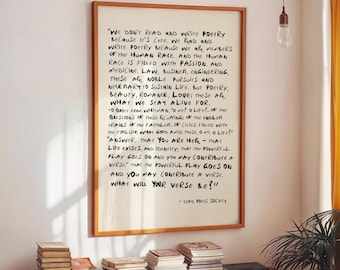Dead Poets Society Print | Robin Williams Movie Quote Poster | Teacher Gift | What Will Your Verse Be? | Exam Graduation Life Advice Art