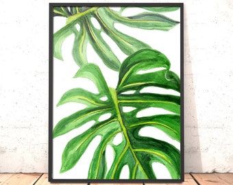 Monstera Leaf Print | Tropical Print | Wall Decor | Botanical Wall Print | Palm Leaf Print | Plant Leaf Print | Botanical Leaves Art