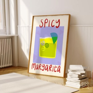 Spicy Marg Cocktail Print | Margarita Lover | Gift for Friend | Bar Cart Poster | Kitchen Wall Art | Dining Room Decor | Tequila and Lime