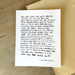 Dead Poets Society Print | Robin Williams Movie Quote Poster | Teacher Gift | What Will Your Verse Be? | Exam Graduation Life Advice Art image 5
