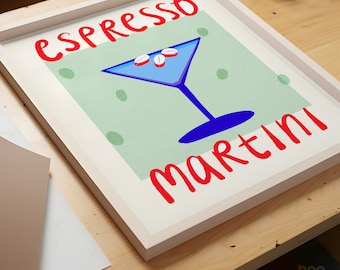 Espresso Martini Cocktail Print | Gift for Friend | Bar Cart | Kitchen Poster | Alcohol Wall Art | Coffee Lover | Dining Room