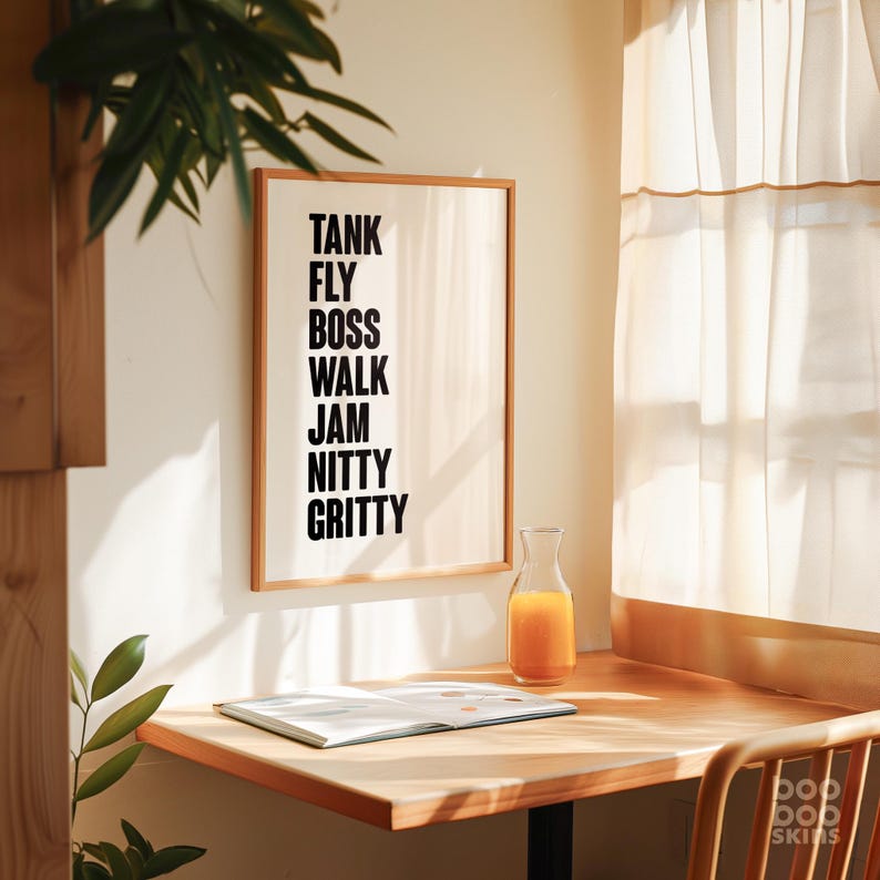 Tank Fly Boss Walk Print | 90s Music Lyrics Poster | Office Kitchen Decor | Trending Gallery Wall Art | Gift for DJ Dad | Jam Hot | Hip Hop image 4