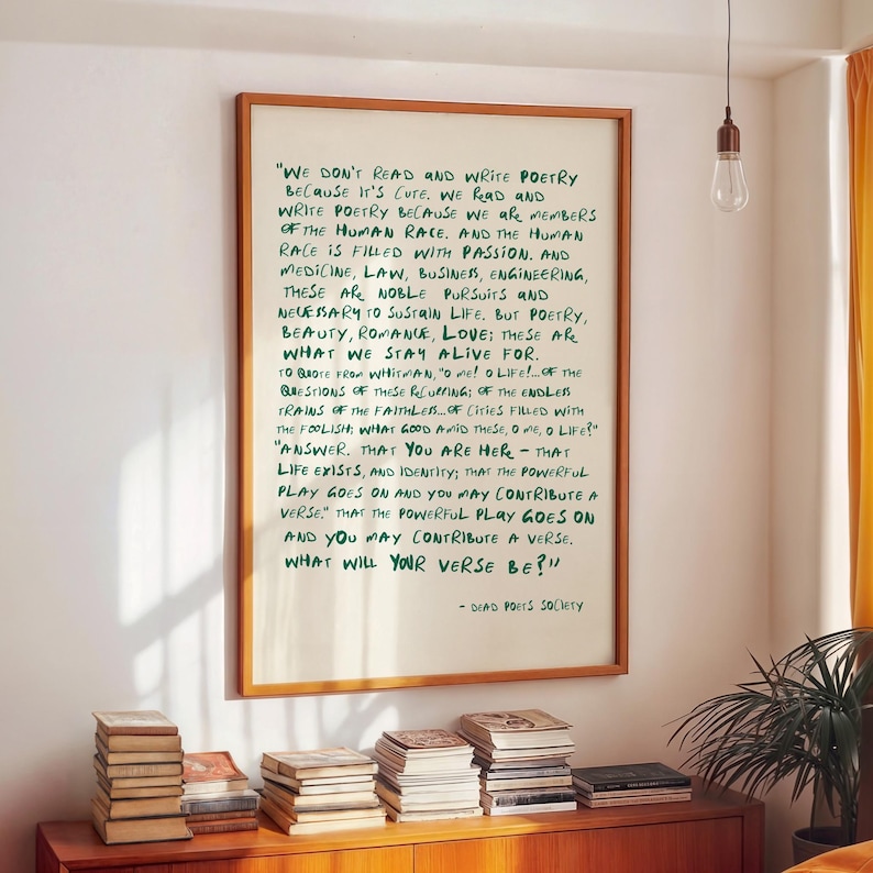 Dead Poets Society Print | Robin Williams Movie Quote Poster | Teacher Gift | What Will Your Verse Be? | Exam Graduation Life Advice Art image 4