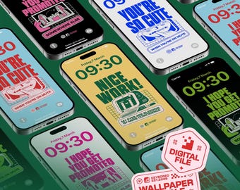 WALLPAPER BUNDLE — Illustration + Design & Typografie Wallpaper Bundle. Lustige Büro Deko für Handy, iPhone, Android.