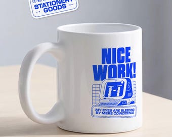 Taza — ¡Buen trabajo! — Taza con ilustración, diseño y tipografía. Un regalo divertido para la oficina, ideal para un amigo, colega o compañero de trabajo.