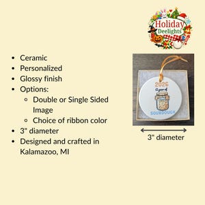 May include: A round white ceramic ornament with a glossy finish, featuring a graphic of a sourdough starter jar and the text 2026 A year of SOURDOUGH. The ornament has a gold ribbon for hanging and measures 3 inches in diameter.