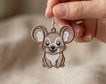 Mouse Lace Earrings Machine Embroidery Design (Digital File)