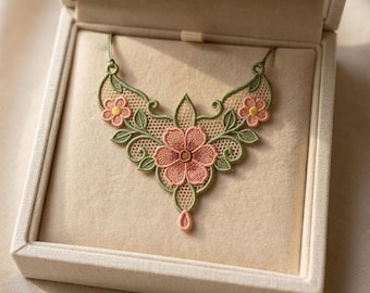 Floral Harmony vrijstaande kanten ketting borduurwerk ontwerpen (digitale download)