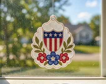 Patriotic Shield Freestanding Lace Embroidery Design (Digital Download)