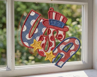 Freedom Stars FSL Embroidery Design: Patriotic USA Lace Ornament (Digital Download)