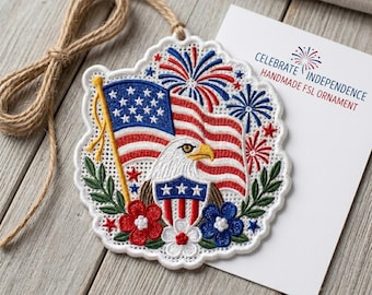 Patriotic Eagle Freestanding Lace Ornament Embroidery Design (Digital File)