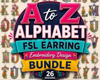 FSL Alphabet Embroidery Design Bundle for Earrings (Instant Download)