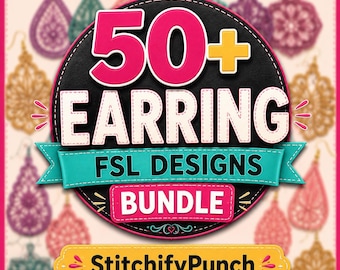 50+ Free Standing Lace Earring Embroidery Design Bundle (2, 2.5 Inch Hoops)