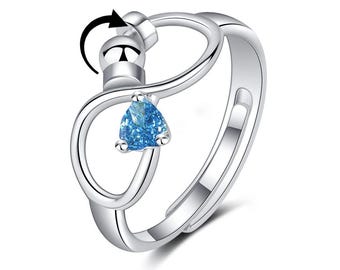 Adjustable Rotating Birthstone Fidget Ring for Women – Anxiety Relief Spinner Ring Birthday Gift