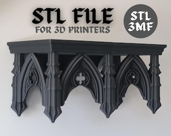 Großes Gothic Kathedralen Wandregal - Digital STL, 3MF Download - 3D Druck