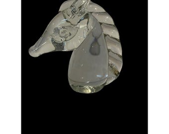 Pisapapeles de cristal artístico vintage con forma de caballo ecuestre, 4 3/8" (alto) x 3 1/8" (ancho)