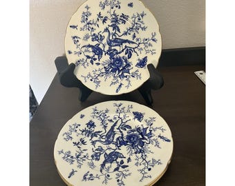 Lunchbord Cairo blauw op wit (verhoogde rand, goud) van Coalport