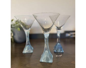 3 copas de martini Bombay Sapphire con grabado en espiral, 17,2 cm de alto, estilo vintage.