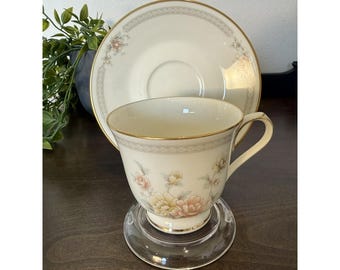 Noritake China 7261 Footed Cup & Saucer Replacement Discontinued Pattern Set 4