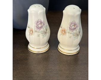 Juego de salero y pimentero Noritake China CERVANTES #7261. Modelo descontinuado. Difícil de encontrar.