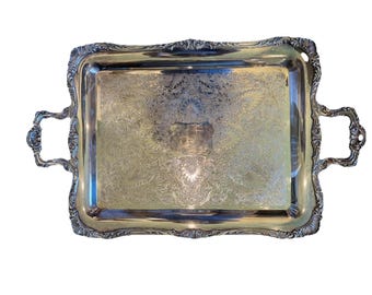 Wm Rogers Spring Flower #290 Silverplate Butler Tray 24” Large Ornate