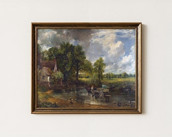 Vintage English Countryside Landscape Painting, Dark Academia Wall Art, Classic European Interior Decor, Mailed Print