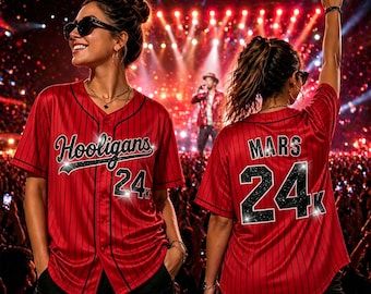 Personalisiertes Hooligans Baseball Jersey - individueller Name, Nummer, Rosengrafik-Shirt, Konzertfanbekleidung Einzigartiges Fangeschenk