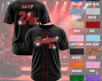Personalized Bruno Glitter Baseball Jersey, Custom Bling Hooligans Name Number Cheerleading Outfit, 24K Fan Gift