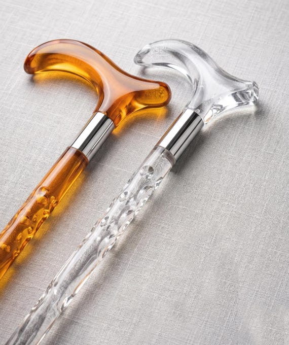 Luxury Clear Acrylic Decorative CostomizableCane with Round Handle | Elegant Unisex Display Accent Walking Stick Gift for Grand Patents