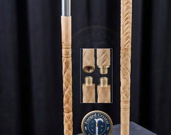 Bastone da passeggio in legno con impugnatura in acrilico / Bastone da passeggio artigianale con asta a spirale / Regalo pieghevole a 2 ante inciso per uomo e donna / Ausilio per la mobilità personalizzato