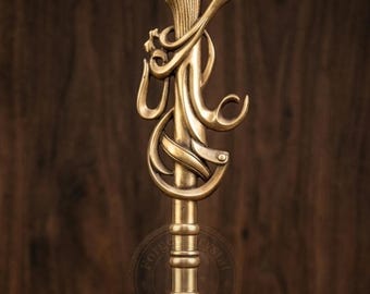 Bastón islámico hecho a mano inspirado en Hazrat Ali / Bastón con empuñadura de caligrafía árabe / Bastón de madera personalizado de 76-102 cm / Regalo musulmán para el Eid