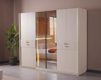 Clara 6 Door Wardrobe 270x67x223 cm Extra Large Bedroom Closet