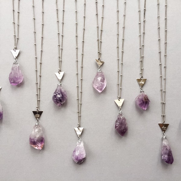 Crystal Friends- raw crystal layering necklaces in amethyst