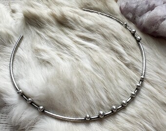 Studded silver neck cuff -silver neck torque, choker necklace, layering necklace