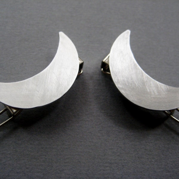 Crescent Moon Hair Clips- silver moon barrette hair accesories